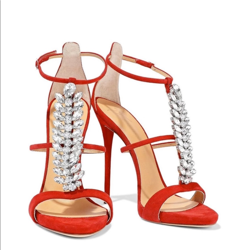 Giuseppe Zanotti Coline 110mm crystal heel red 36